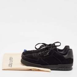 Louis Vuitton Black Leather and Suede LV Trainer Lace Up Sneakers Size 43
