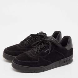 Louis Vuitton Black Leather and Suede LV Trainer Lace Up Sneakers Size 43