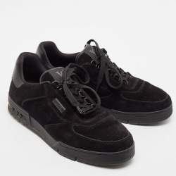 Louis Vuitton Black Leather and Suede LV Trainer Lace Up Sneakers Size 43