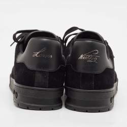 Louis Vuitton Black Leather and Suede LV Trainer Lace Up Sneakers Size 43
