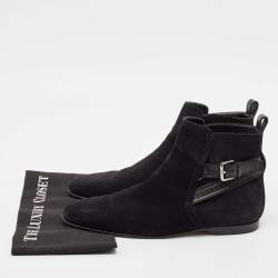 Louis Vuitton Black Suede Warren Ankle Length Boots Size 42.5