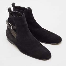 Louis Vuitton Black Suede Warren Ankle Length Boots Size 42.5