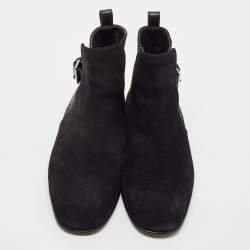 Louis Vuitton Black Suede Warren Ankle Length Boots Size 42.5