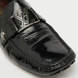 Louis Vuitton Black Patent Leather Monte Carlo Loafers Size 44.5