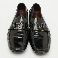 Louis Vuitton Black Patent Leather Monte Carlo Loafers Size 44.5