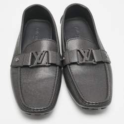 Louis Vuitton Black Leather Monte Carlo Loafers Size 44.5