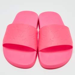 Louis Vuitton Pink Rubber Waterfront  Pool Slides Size 39