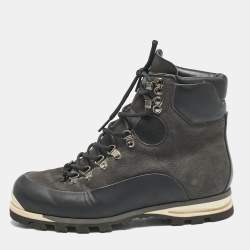 Louis Vuitton Black Leather and Nubuck Leather Combat Boots Size 41