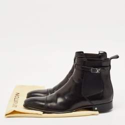 Louis Vuitton Black Leather Greenwich Ankle Boots Size 42