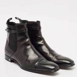 Louis Vuitton Black Leather Greenwich Ankle Boots Size 42