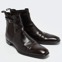 Louis Vuitton Brown Leather Loyalty Ankle Boots Size 42