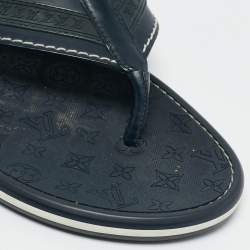 Louis Vuitton Navy Blue Leather and Rubber Thong Sandals Size 43