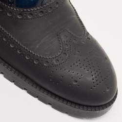 Louis Vuitton Black/Navy Blue Brogue Leather Lace Up Oxfords Size 42