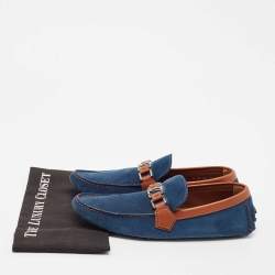 Louis Vuitton Blue/Brown Suede Hockenheim Loafers Size 42.5