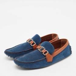 Louis Vuitton Blue/Brown Suede Hockenheim Loafers Size 42.5