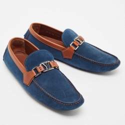 Louis Vuitton Blue/Brown Suede Hockenheim Loafers Size 42.5