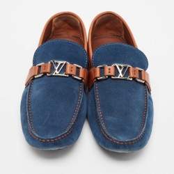 Louis Vuitton Blue/Brown Suede Hockenheim Loafers Size 42.5