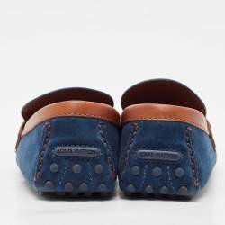 Louis Vuitton Blue/Brown Suede Hockenheim Loafers Size 42.5
