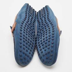 Louis Vuitton Blue/Brown Suede Hockenheim Loafers Size 42.5