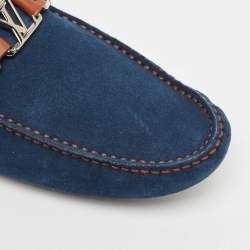 Louis Vuitton Blue/Brown Suede Hockenheim Loafers Size 42.5