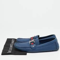 Louis Vuitton Blue Leather Ribbon Monte Carlo Slip On Loafers Size 42.5