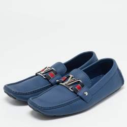 Louis Vuitton Blue Leather Ribbon Monte Carlo Slip On Loafers Size 42.5