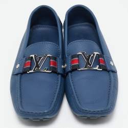 Louis Vuitton Blue Leather Ribbon Monte Carlo Slip On Loafers Size 42.5