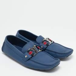 Louis Vuitton Blue Leather Ribbon Monte Carlo Slip On Loafers Size 42.5