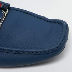 Louis Vuitton Blue Leather Ribbon Monte Carlo Slip On Loafers Size 42.5