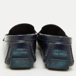Louis Vuitton Navy Blue Leather Monte Carlo Slip On Loafers Size 42.5