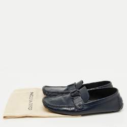 Louis Vuitton Navy Blue Leather Monte Carlo Slip On Loafers Size 42.5
