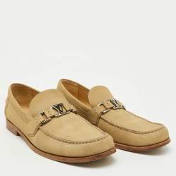 Louis Vuitton Beige Nubuck Leather Major Slip On Loafers Size 42.5