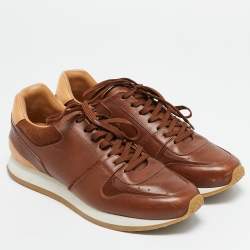 Louis Vuitton Tan/Brown Monogram Canvas And Leather Run Away Sneakers Size 41.5