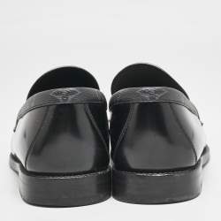 Louis Vuitton Black Leather and Monogram Eclipse Canvas Major Loafers Size 42.5