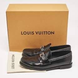 Louis Vuitton Black Leather and Monogram Eclipse Canvas Major Loafers Size 42.5