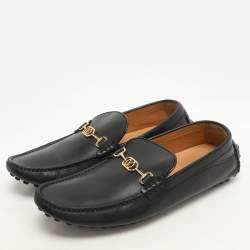 Louis Vuitton Black Leather LV Club Slip On Loafers Size 40