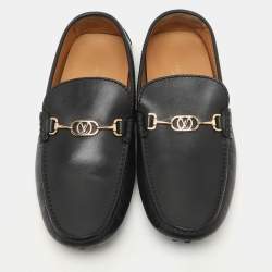 Louis Vuitton Black Leather LV Club Slip On Loafers Size 40