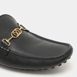 Louis Vuitton Black Leather LV Club Slip On Loafers Size 40