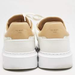 Louis Vuitton White/Beige Leather Beverly Hills Low Top Sneakers Size 40.5