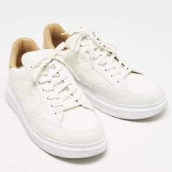 Louis Vuitton White/Beige Leather Beverly Hills Low Top Sneakers Size 40.5
