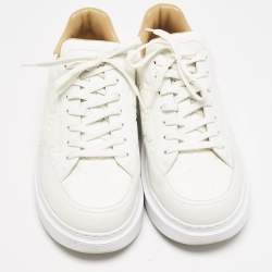 Louis Vuitton White/Beige Leather Beverly Hills Low Top Sneakers Size 40.5