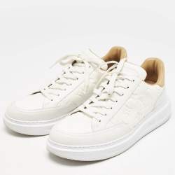 Louis Vuitton White/Beige Leather Beverly Hills Low Top Sneakers Size 40.5