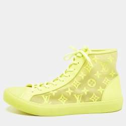 Louis Vuitton Yellow Leather and Mesh Pacific High Top Sneakers Size 44.5