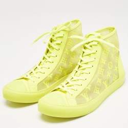 Louis Vuitton Yellow Leather and Mesh Pacific High Top Sneakers Size 44.5