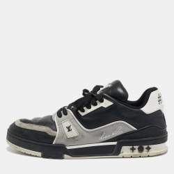 Louis Vuitton Black/Grey Leather LV Trainer Sneakers Size 42