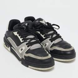 Louis Vuitton Black/Grey Leather LV Trainer Sneakers Size 42