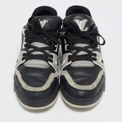 Louis Vuitton Black/Grey Leather LV Trainer Sneakers Size 42