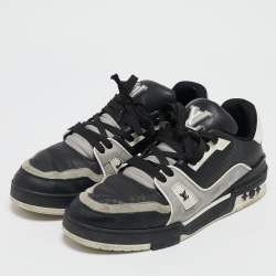 Louis Vuitton Black/Grey Leather LV Trainer Sneakers Size 42