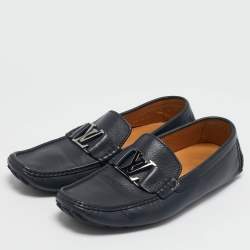 Louis Vuitton Navy Blue Leather Monte Carlo Loafers Size 42.5