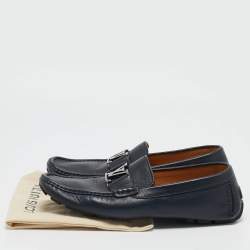 Louis Vuitton Navy Blue Leather Monte Carlo Loafers Size 42.5